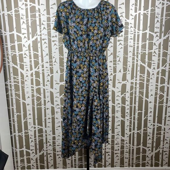 TopShop Floral Print Asymmetrical Split Hem Maxi Dress 8 - Picture 1 of 10